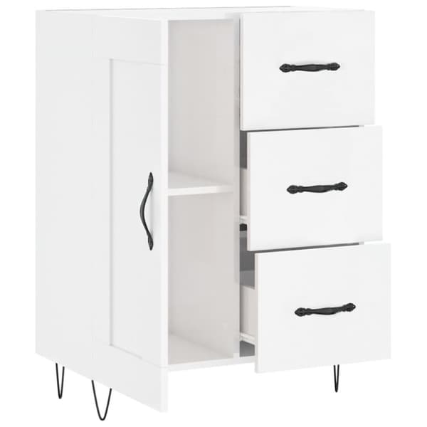 vidaXL skænk 69,5x34x90 cm konstrueret træ hvid højglans