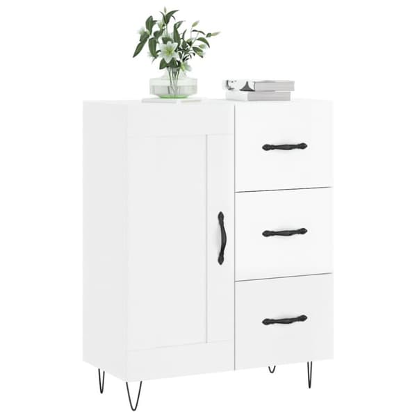 vidaXL skænk 69,5x34x90 cm konstrueret træ hvid højglans