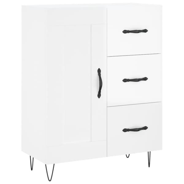 vidaXL skænk 69,5x34x90 cm konstrueret træ hvid højglans