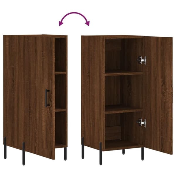 vidaXL Skjenk brun eik 34,5x34x90 cm konstruert tre