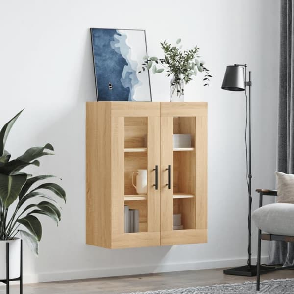 vidaXL væghængt skab 69,5x34x90 cm konstrueret træ sonoma-eg