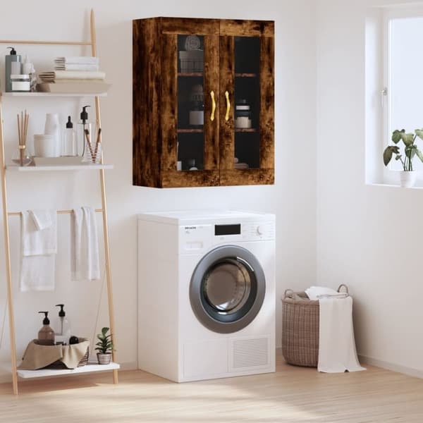 vidaXL væghængt skab 69,5x34x90 cm konstrueret træ røget sonoma-eg