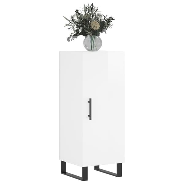 vidaXL Skjenk høyglans hvit 34,5x34x90 cm konstruert tre