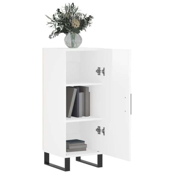 vidaXL skænk 34,5x34x90 cm konstrueret træ hvid højglans