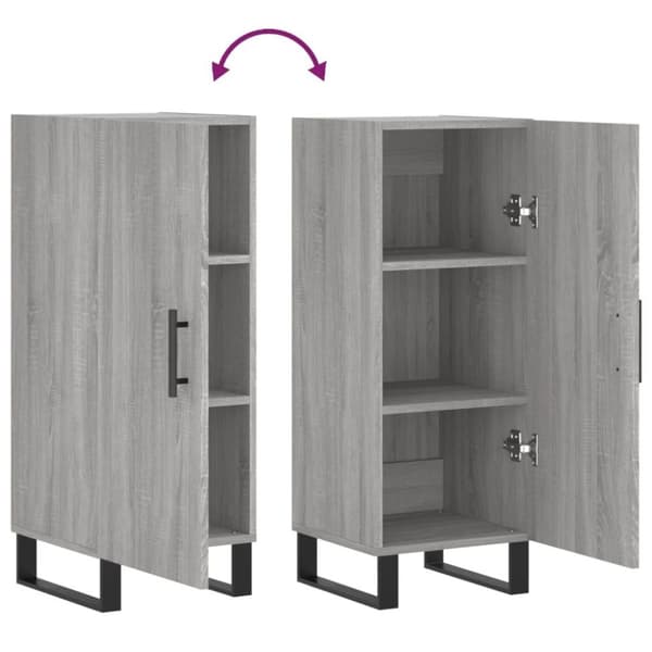 vidaXL Skjenk grå sonoma 34,5x34x90 cm konstruert tre