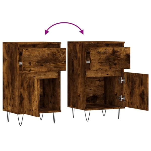 vidaXL Skjenker 2 stk røkt eik 40x35x70 cm konstruert tre