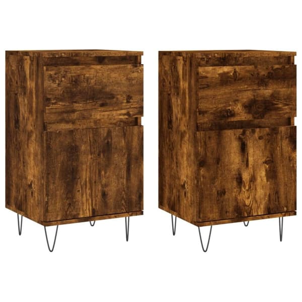 vidaXL Skjenker 2 stk røkt eik 40x35x70 cm konstruert tre