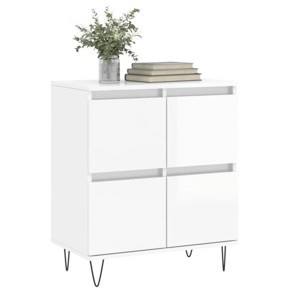vidaXL skænk 60x35x70 cm konstrueret træ hvid højglans