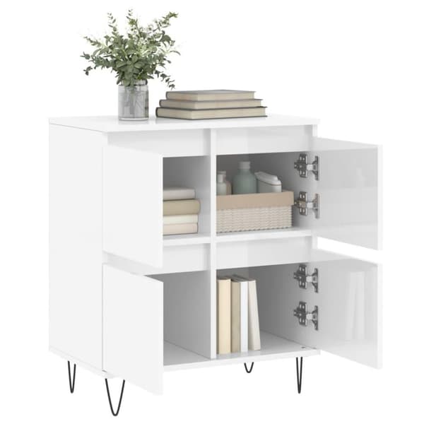 vidaXL Skjenk høyglans hvit 60x35x70 cm konstruert tre