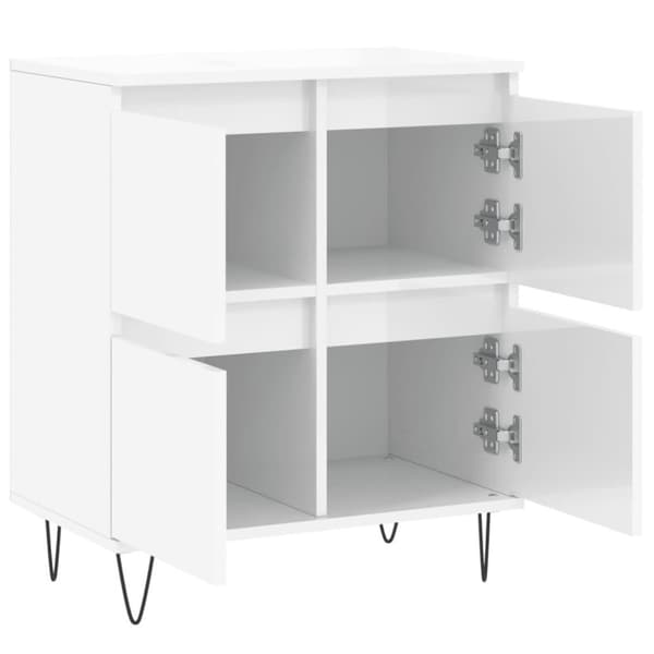 vidaXL Skjenk høyglans hvit 60x35x70 cm konstruert tre