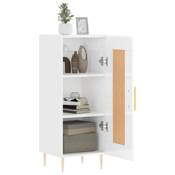 vidaXL Skjenk høyglans hvit 34,5x34x90 cm konstruert tre