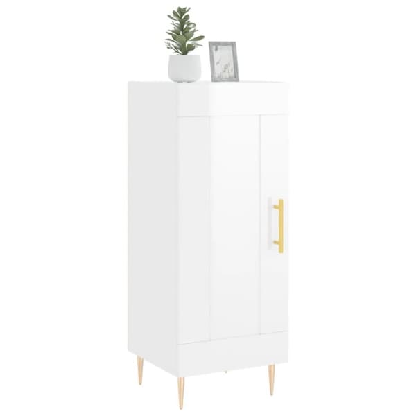 vidaXL Skjenk høyglans hvit 34,5x34x90 cm konstruert tre