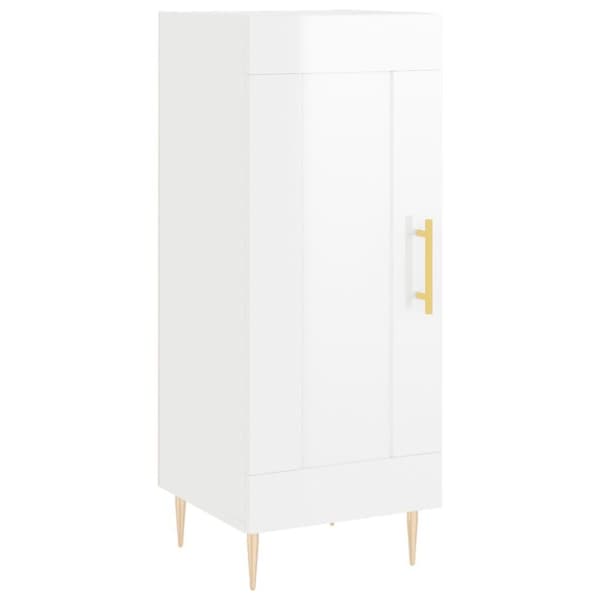 vidaXL Skjenk høyglans hvit 34,5x34x90 cm konstruert tre