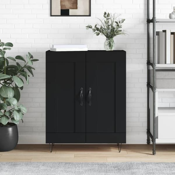 vidaXL skænk 69,5x34x90 cm konstrueret træ sort