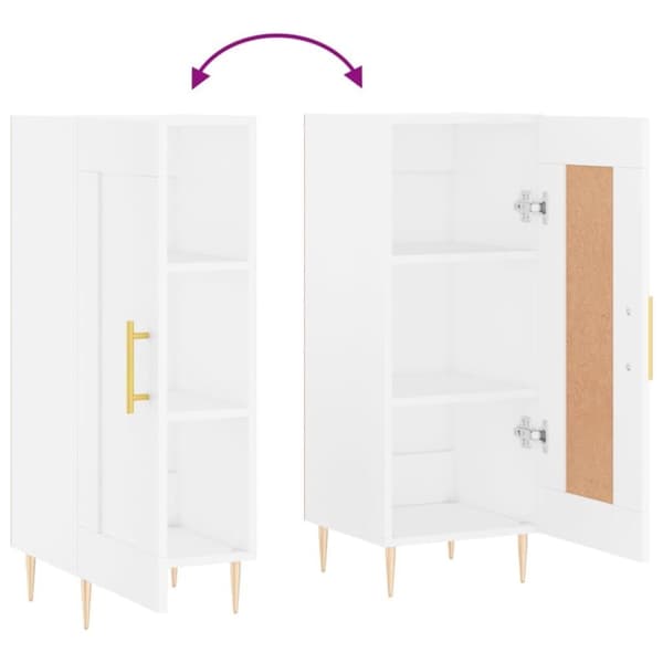 vidaXL Skjenk hvit 34,5x34x90 cm konstruert tre