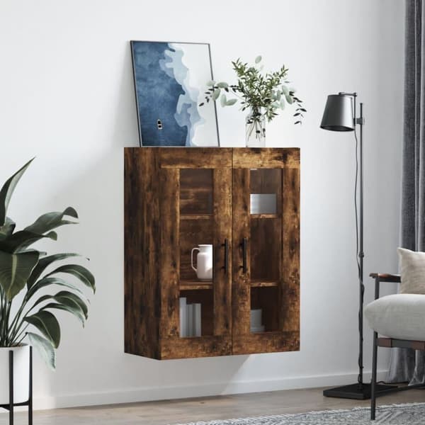 vidaXL væghængt skab 69,5x34x90 cm konstrueret træ røget sonoma-eg
