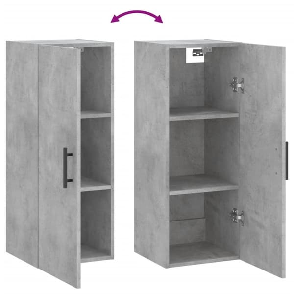 vidaXL Veggskap betonggrå 69,5x34x90 cm