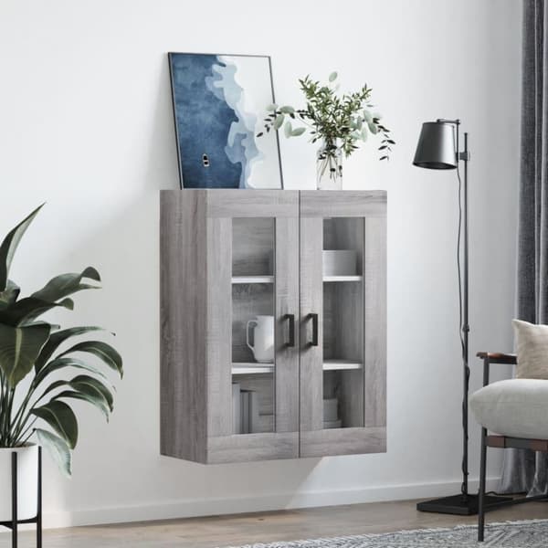 vidaXL Seinäkiinnitettävä kaappi harmaa Sonoma 69,5x34x90 cm