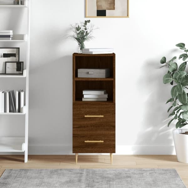 vidaXL skænk 34,5x34x90 cm konstrueret træ brun egetræsfarve