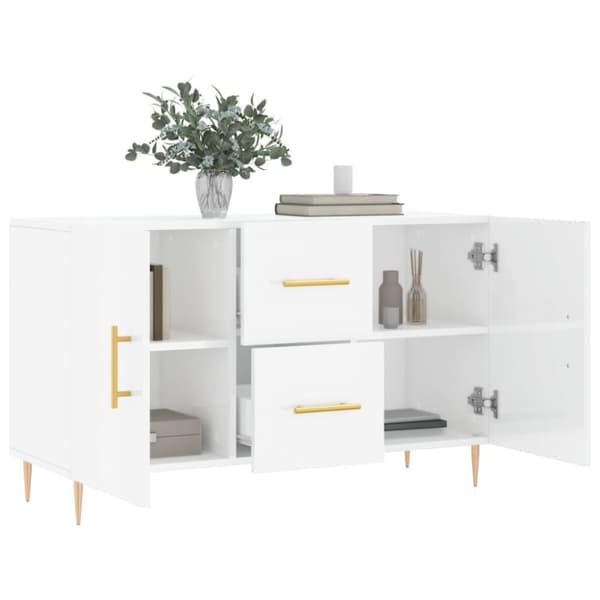 vidaXL skænk 100x36x60 cm konstrueret træ hvid højglans