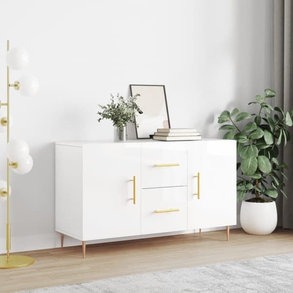 vidaXL skænk 100x36x60 cm konstrueret træ hvid højglans