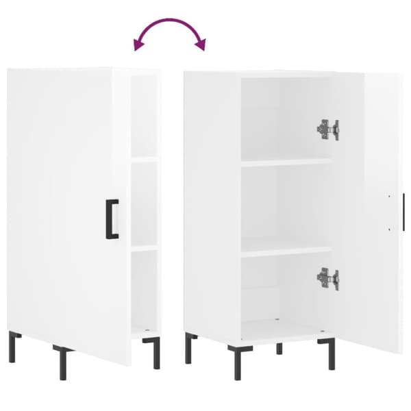 vidaXL Skjenk høyglans hvit 34,5x34x90 cm konstruert tre