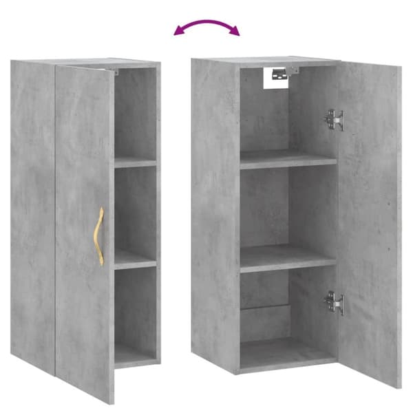 vidaXL vægskab 34,5x34x90 cm konstrueret træ betongrå