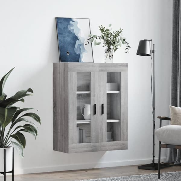 vidaXL væghængt skab 69,5x34x90 cm konstrueret træ grå sonoma-eg