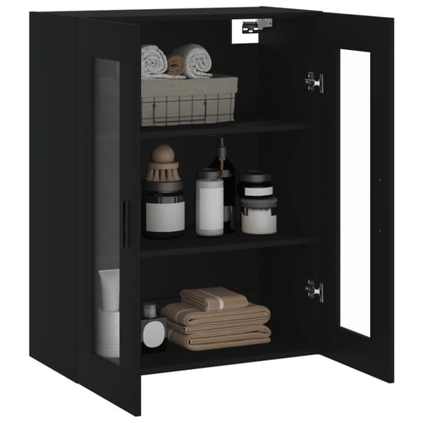 vidaXL Seinäkiinnitettävä kaappi musta 69,5x34x90 cm