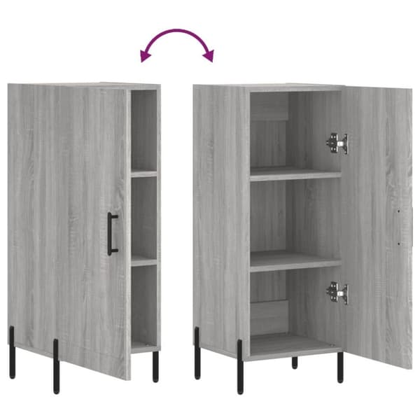 vidaXL skænk 34,5x34x90 cm konstrueret træ grå sonoma-eg
