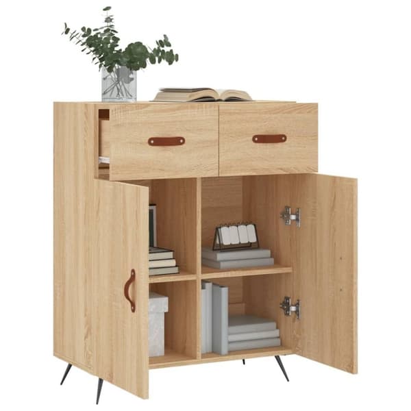 vidaXL skænk 69,5x34x90 cm konstrueret træ sonoma-eg