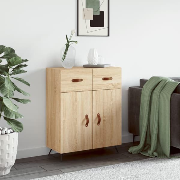 vidaXL skænk 69,5x34x90 cm konstrueret træ sonoma-eg