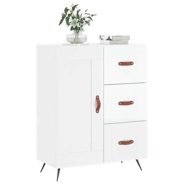 vidaXL skænk 69,5x34x90 cm konstrueret træ hvid højglans
