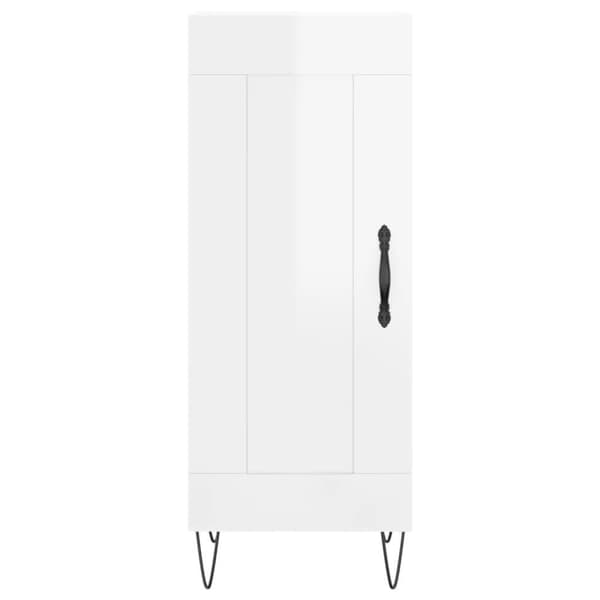 vidaXL skænk 34,5x34x90 cm konstrueret træ hvid højglans