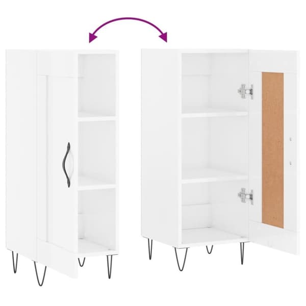 vidaXL skænk 34,5x34x90 cm konstrueret træ hvid højglans