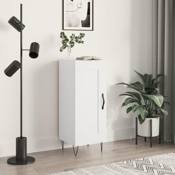vidaXL skænk 34,5x34x90 cm konstrueret træ hvid højglans