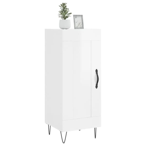 vidaXL skænk 34,5x34x90 cm konstrueret træ hvid højglans