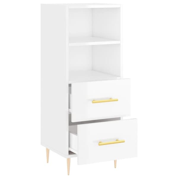 vidaXL skænk 34,5x34x90 cm konstrueret træ hvid højglans