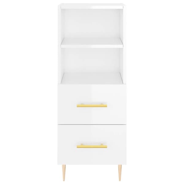 vidaXL skænk 34,5x34x90 cm konstrueret træ hvid højglans
