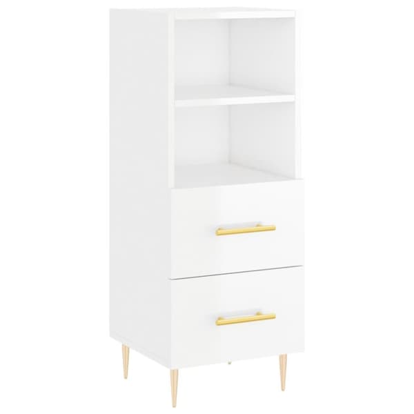 vidaXL skænk 34,5x34x90 cm konstrueret træ hvid højglans
