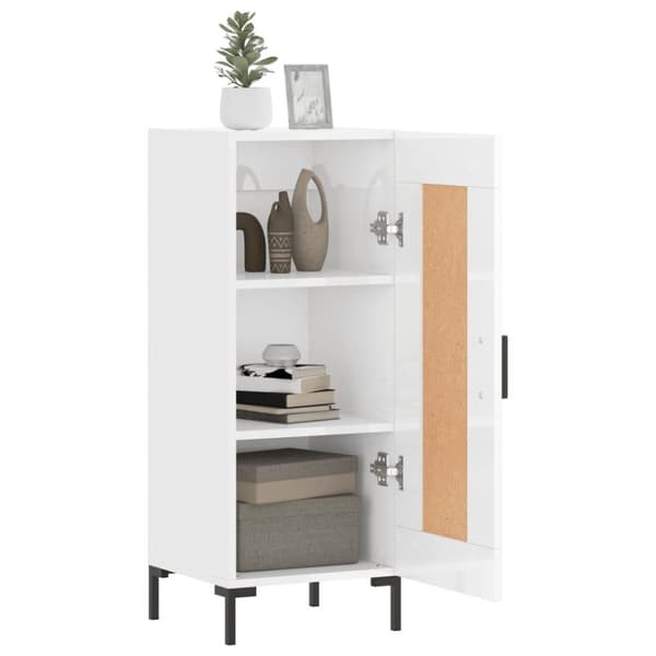 vidaXL Skjenk høyglans hvit 34,5x34x90 cm konstruert tre