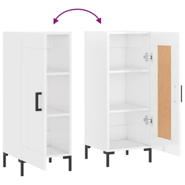 vidaXL Skjenk høyglans hvit 34,5x34x90 cm konstruert tre