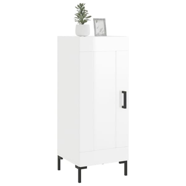 vidaXL Skjenk høyglans hvit 34,5x34x90 cm konstruert tre