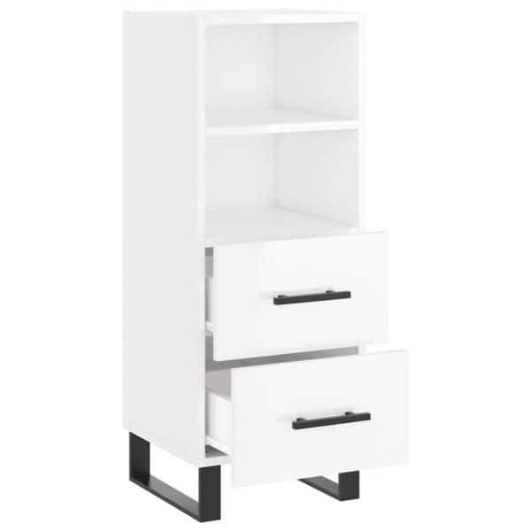 vidaXL Skjenk høyglans hvit 34,5x34x90 cm konstruert tre