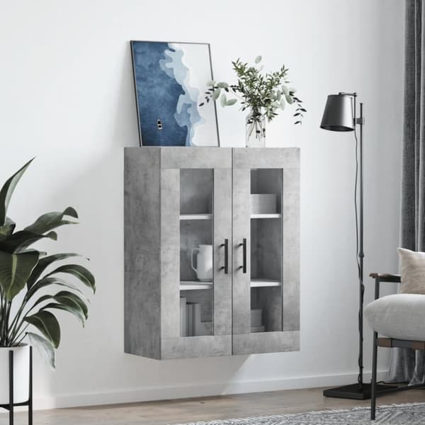 vidaXL væghængt skab 69,5x34x90 cm konstrueret træ betongrå