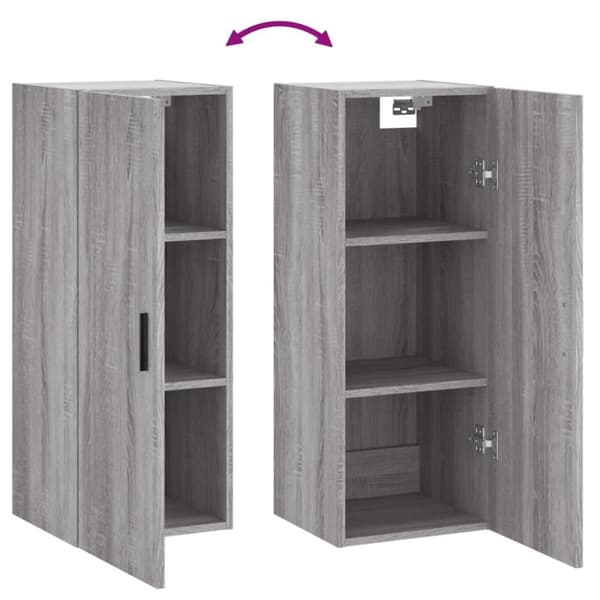 vidaXL vægskab 34,5x34x90 cm grå sonoma-eg