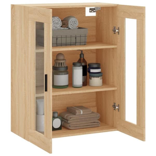 vidaXL væghængt skab 69,5x34x90 cm konstrueret træ sonoma-eg
