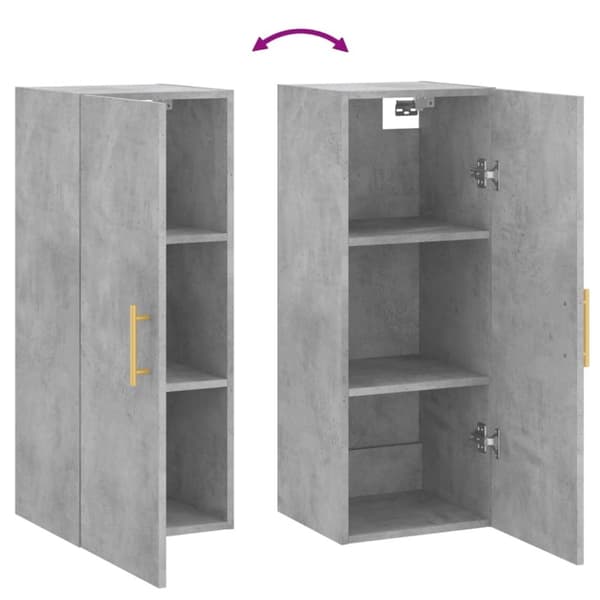 vidaXL vægskab 34,5x34x90 cm konstrueret træ betongrå