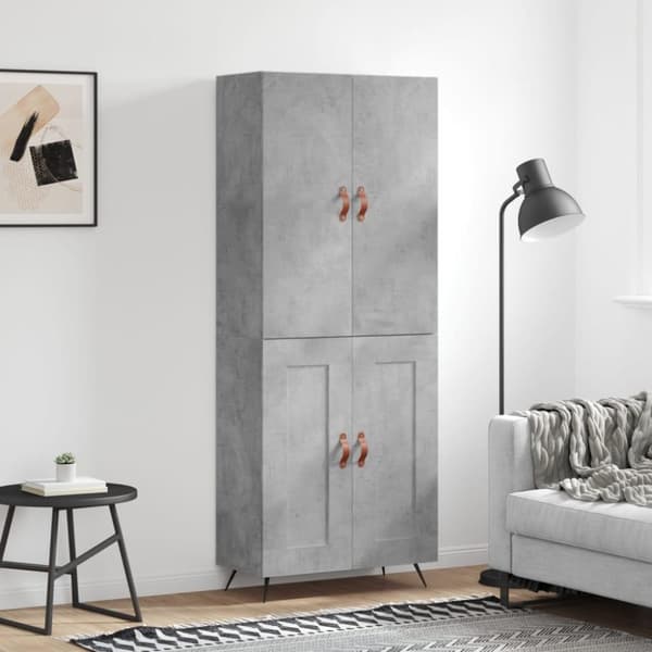 vidaXL Kaappi betoninharmaa 69,5x34x180 cm tekninen puu