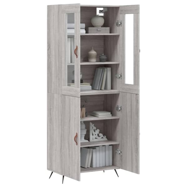 vidaXL højskab 69,5x34x180 cm konstrueret træ grå sonoma-eg